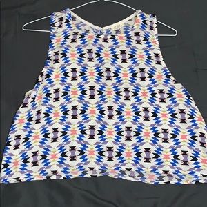 Geometric multicolored crop tank